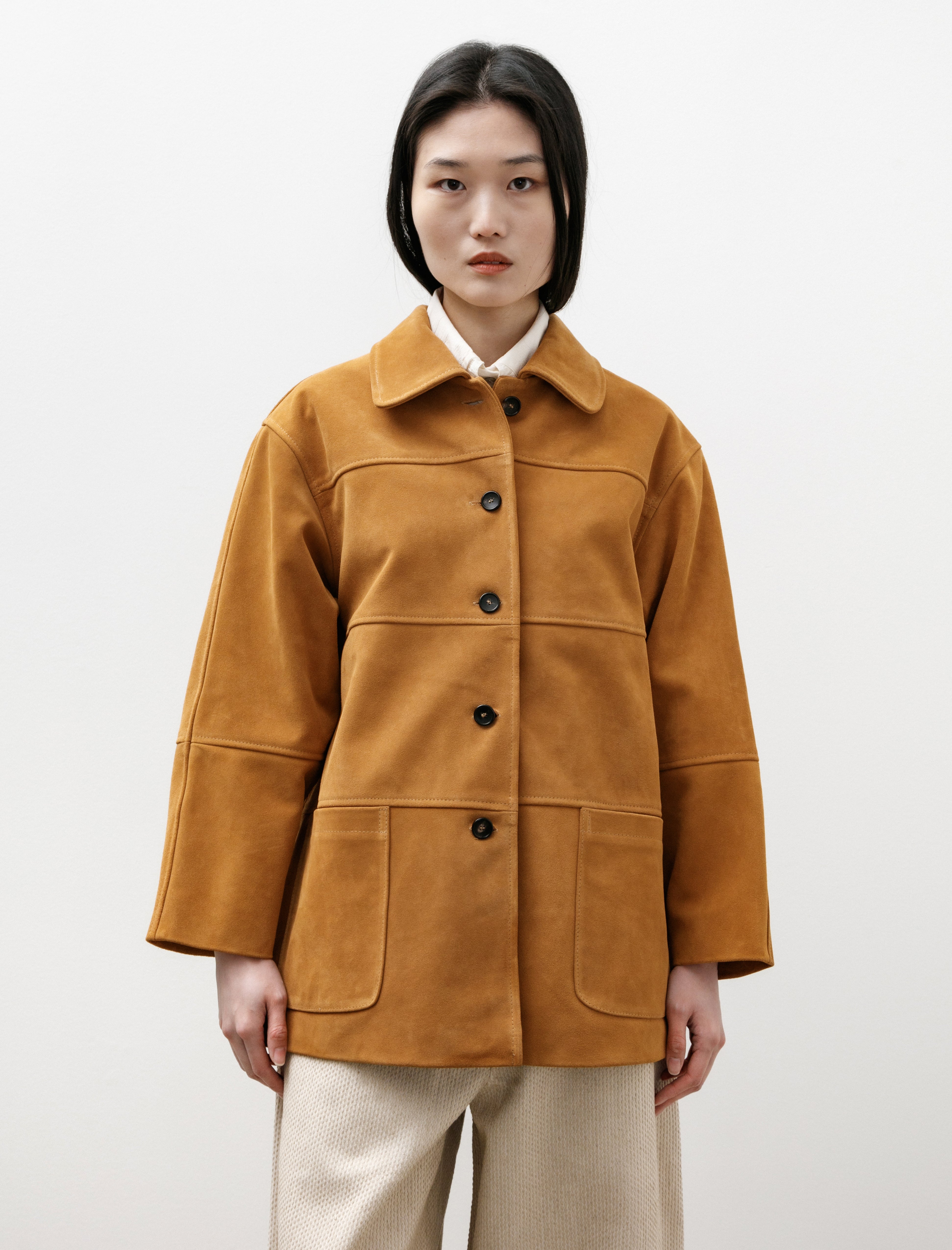 Cawley Quinn Jacket Panelled Suede Moroccan Flame – Neighbour