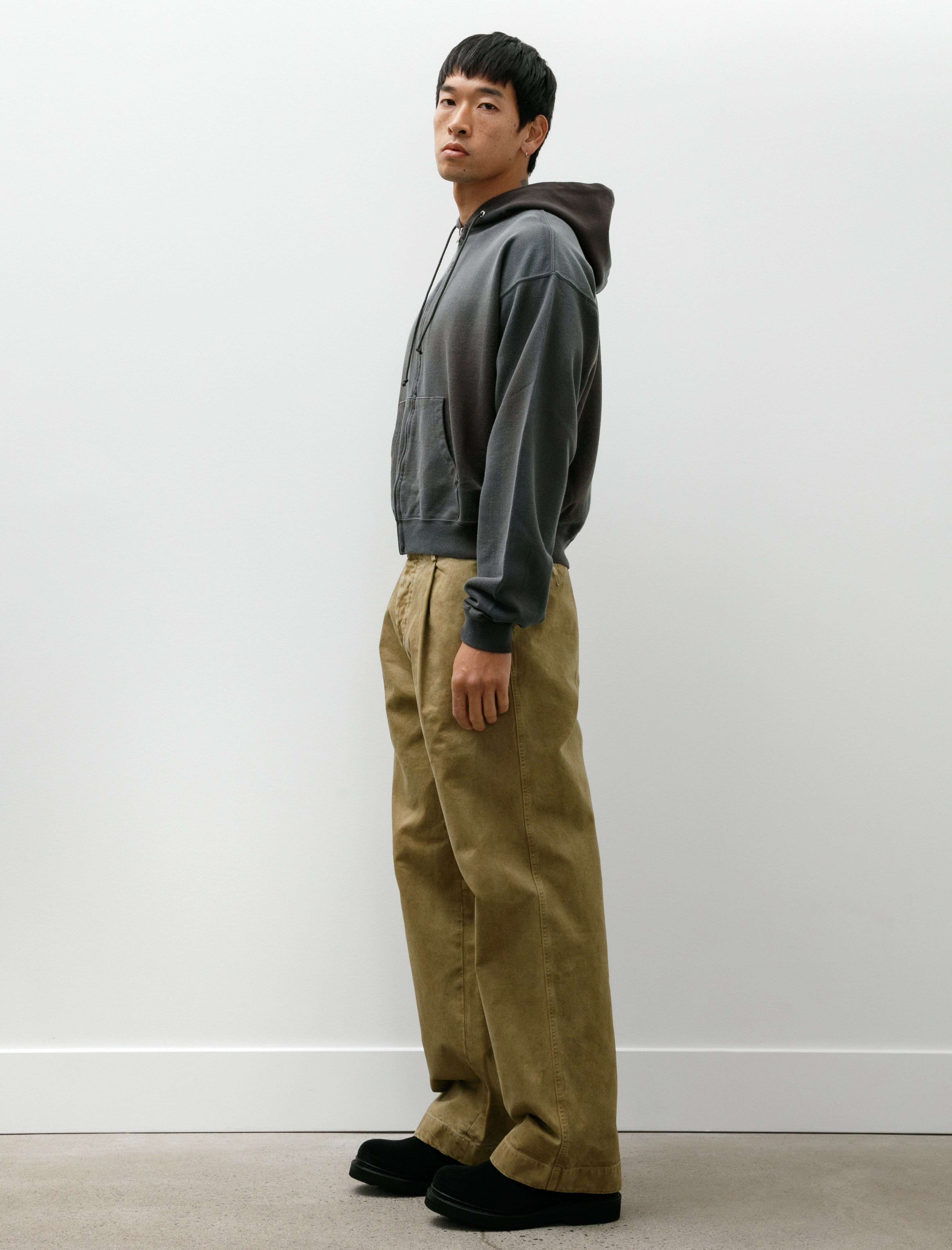 Auralee Product Dyed Finx Chino One-Tuck Pants Beige – Neighbour