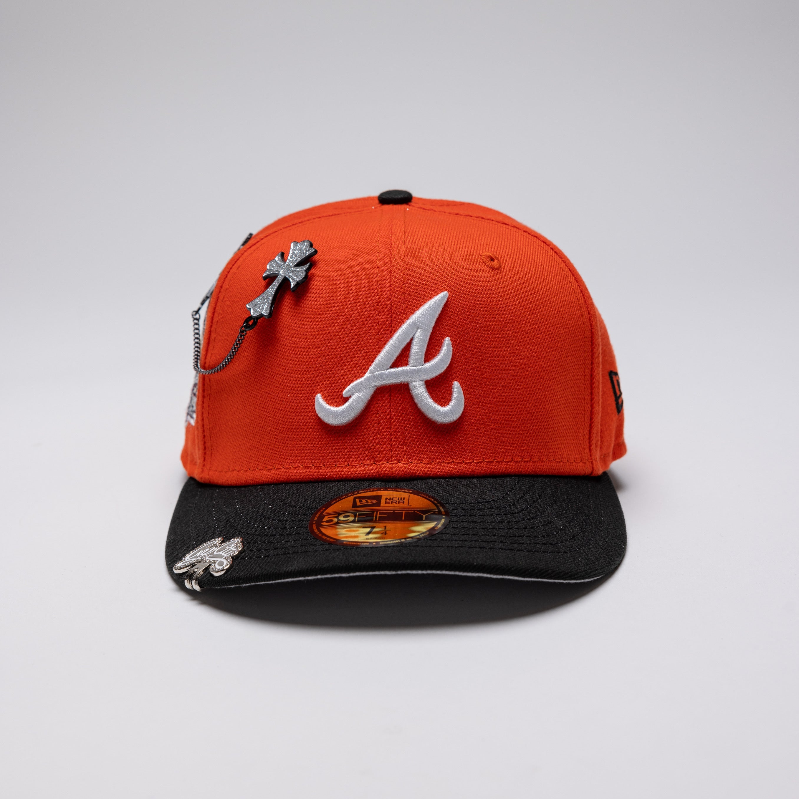 NEW ERA 59FIFTY NEON ORANGE/BLACK ATLANTA BRAVES W/ 40TH ANNIVERSARY S