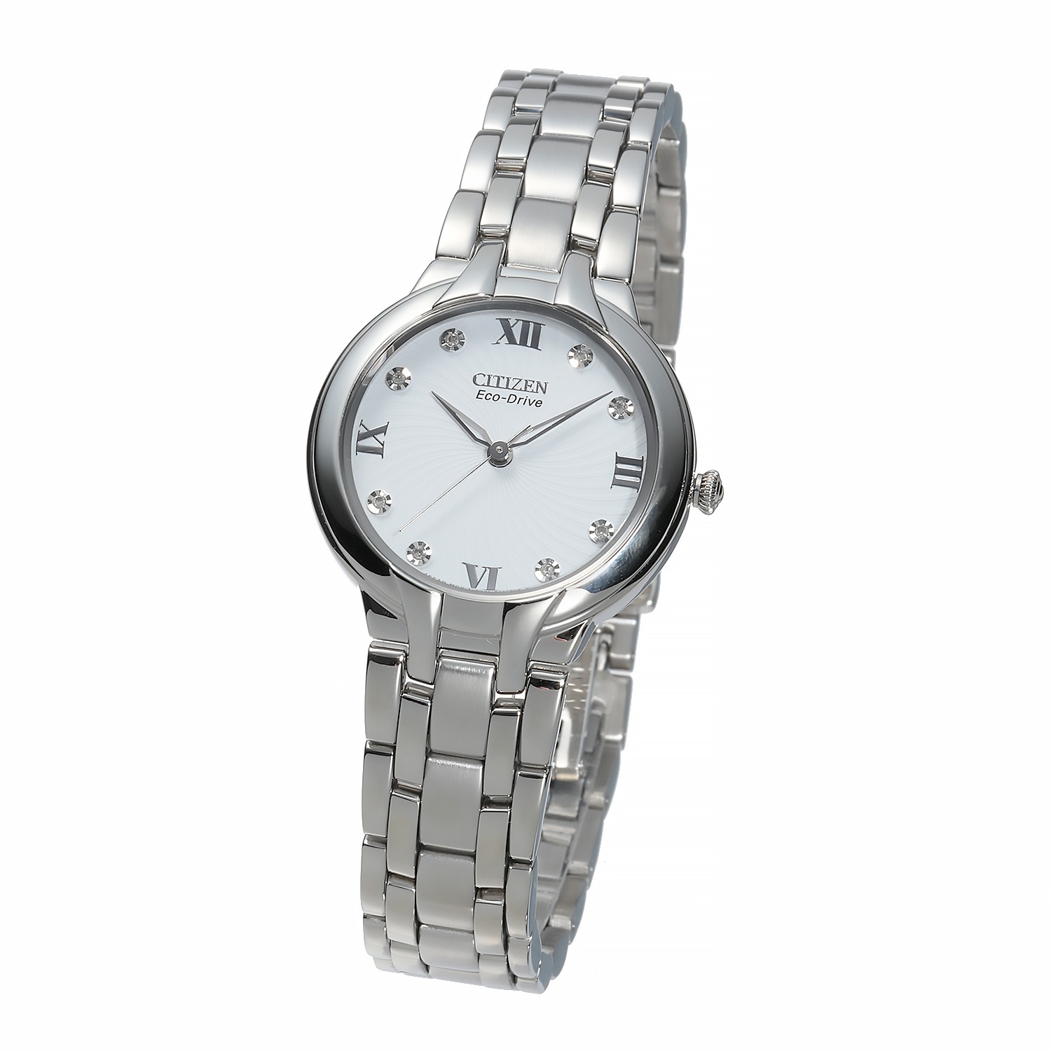 シチズン ダイヤモンド ラウンドフェイス シルバーカラー ソーラー