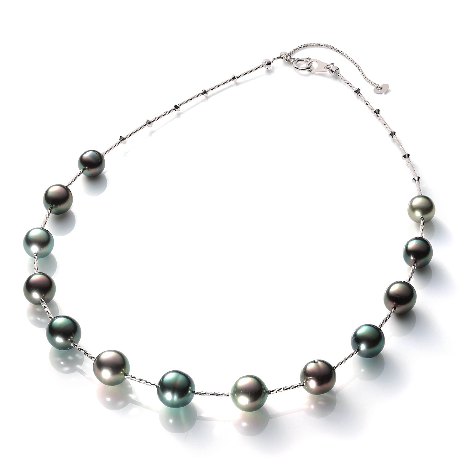 18K＆14K ホワイトゴールド ピーコックカラー 黒蝶パール