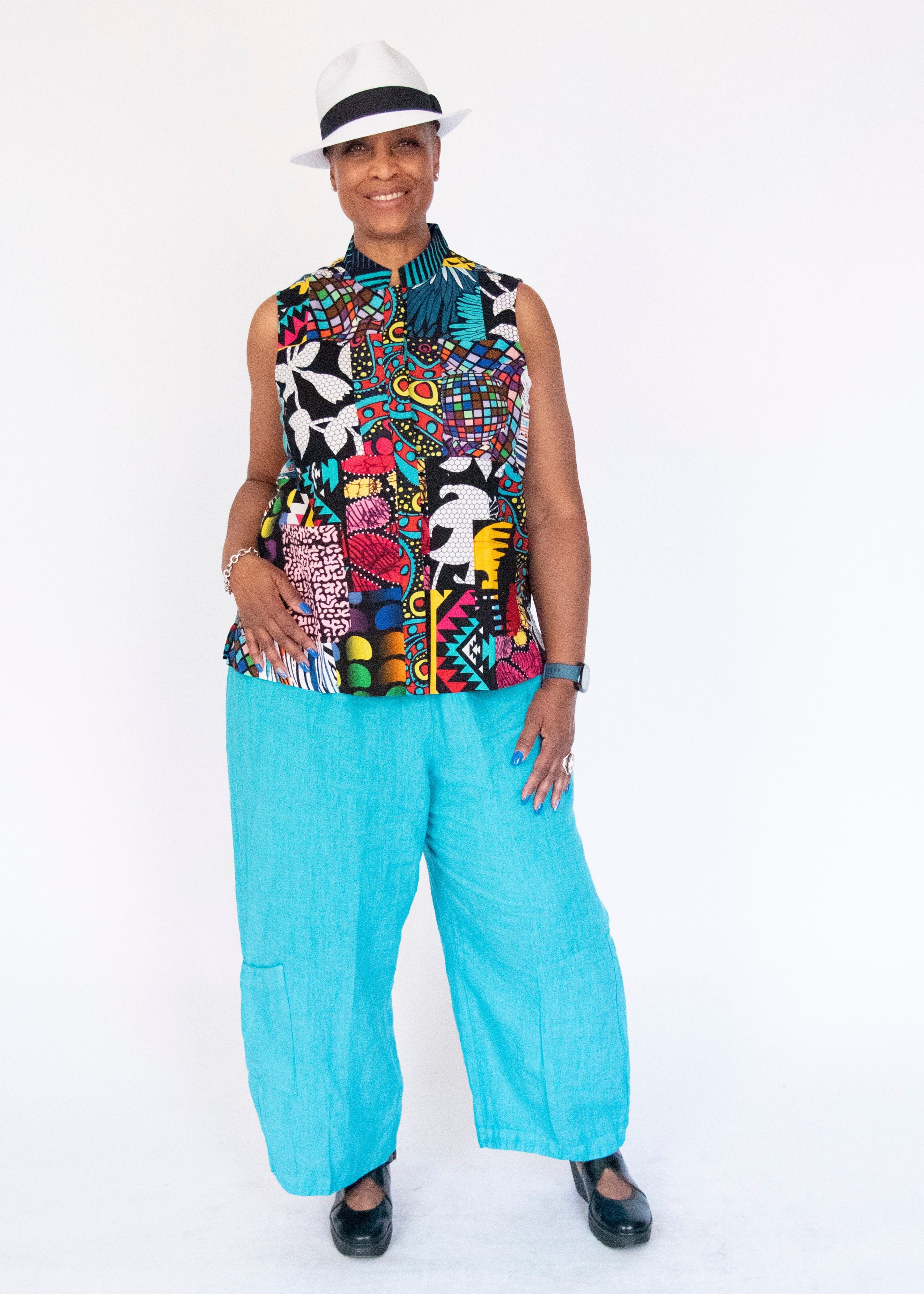 Patchwork Sleeveless Shirt – Zuri