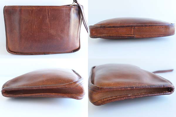 70s USA製 COACH オールド コーチ レザー クラッチバッグ 茶☆2223