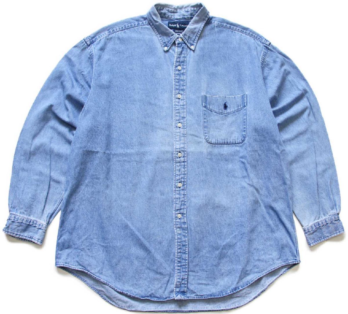 90s ラルフローレン BIG SHIRT ワンポイント ポケット付き ボタン