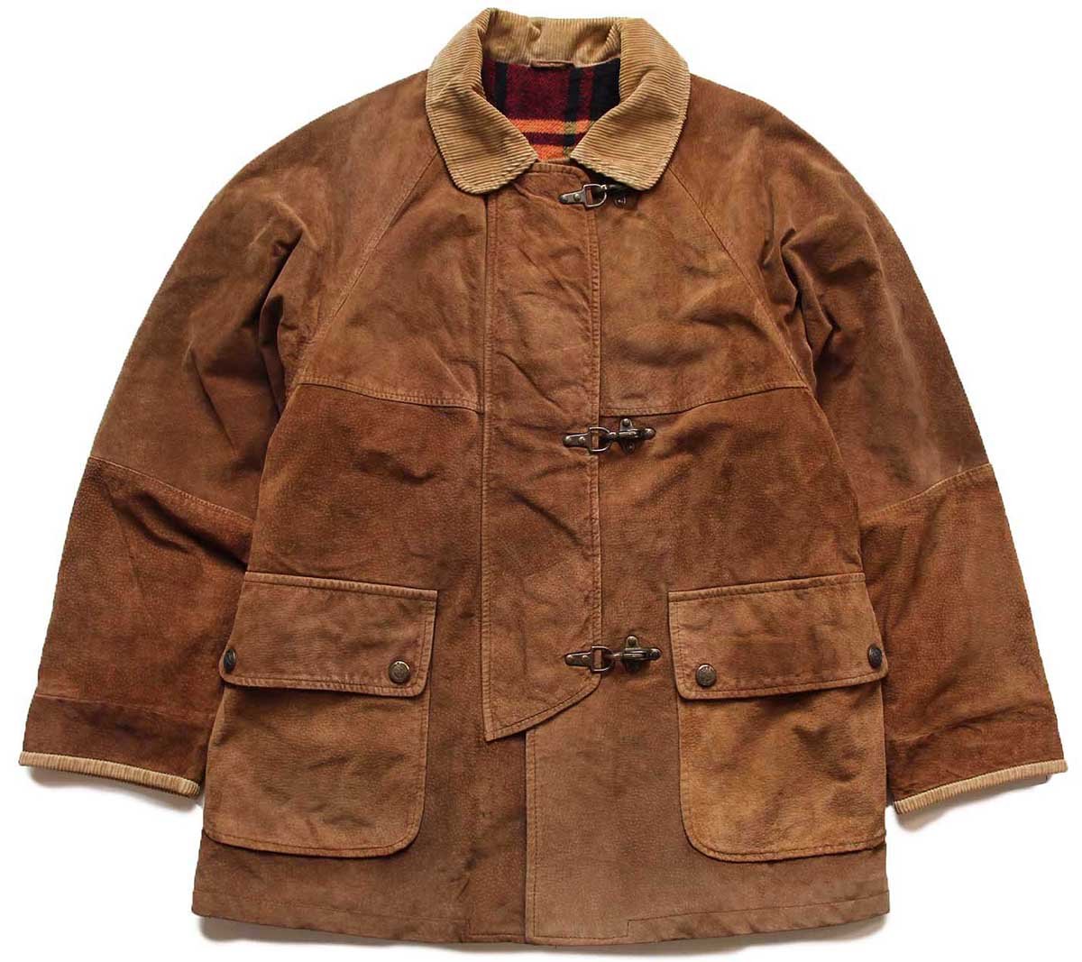 90s SAVE THE FOREST VALLEY チェック ネルライナー スエードレザー