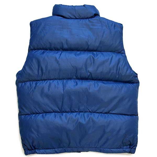 70s THE NORTH FACEノースフェイス 茶タグ ナイロン ダウンベスト 紺 S