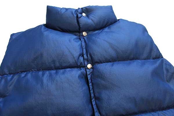 70s THE NORTH FACEノースフェイス 茶タグ ナイロン ダウンベスト 紺 S