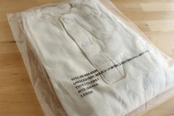 デッドストック☆70s 米軍 ヘンリーネック ウール×コットン アンダー