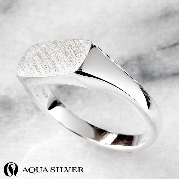 アクアシルバー シグネット シルバー リング 指輪 シルバー925 メンズ