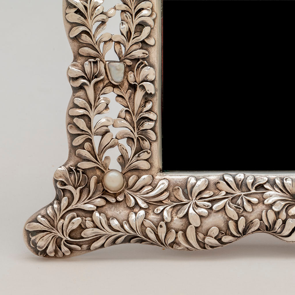 Tiffany and Co. Antique Sterling Picture Frame with Pearls, NYC