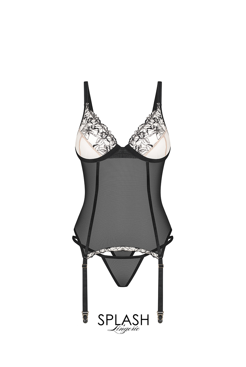 Vila-Blanes-corset | ガーターベルト付きコルセット＆タンガ2点セット