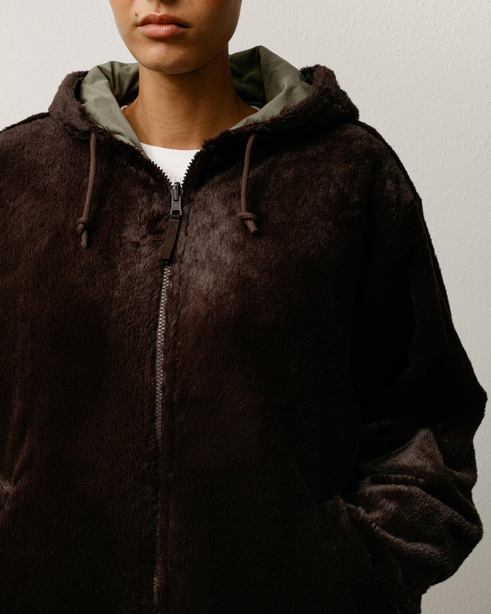 Stussy フード付きブラウンジャンパー M Bonded Sherpa Hoodie – Brown