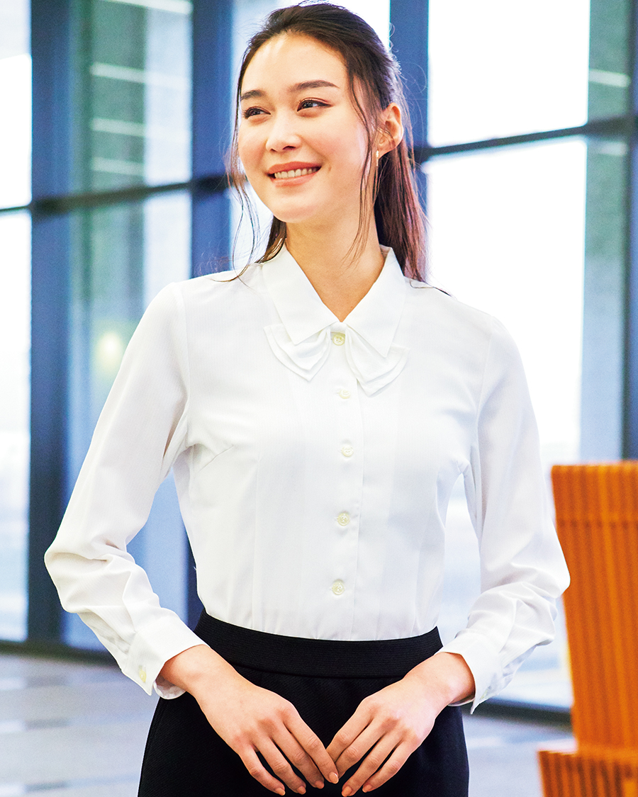 シェブロン・ストライプ】レディスブラウス（長袖） | ユニフォーム