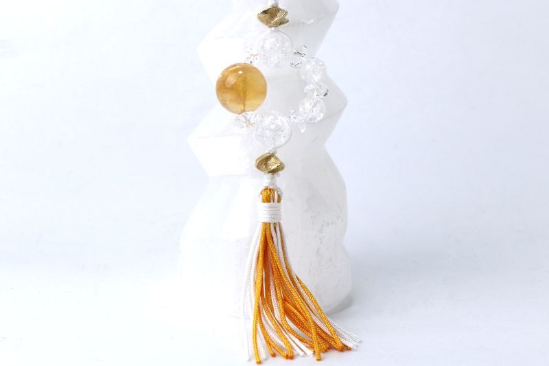 かざぐるまストラップ シトリン×爆裂水晶 風水 風車 魔除け 幸運 成功