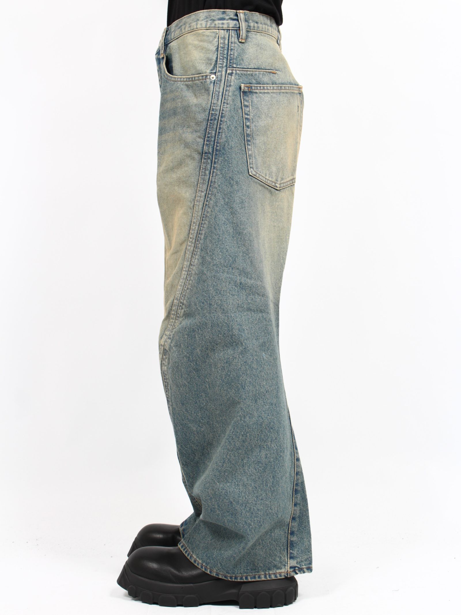 NVRFRGT - 【RESTOCK】3D ツイステッド ワイドレッグ ジーンズ デニム