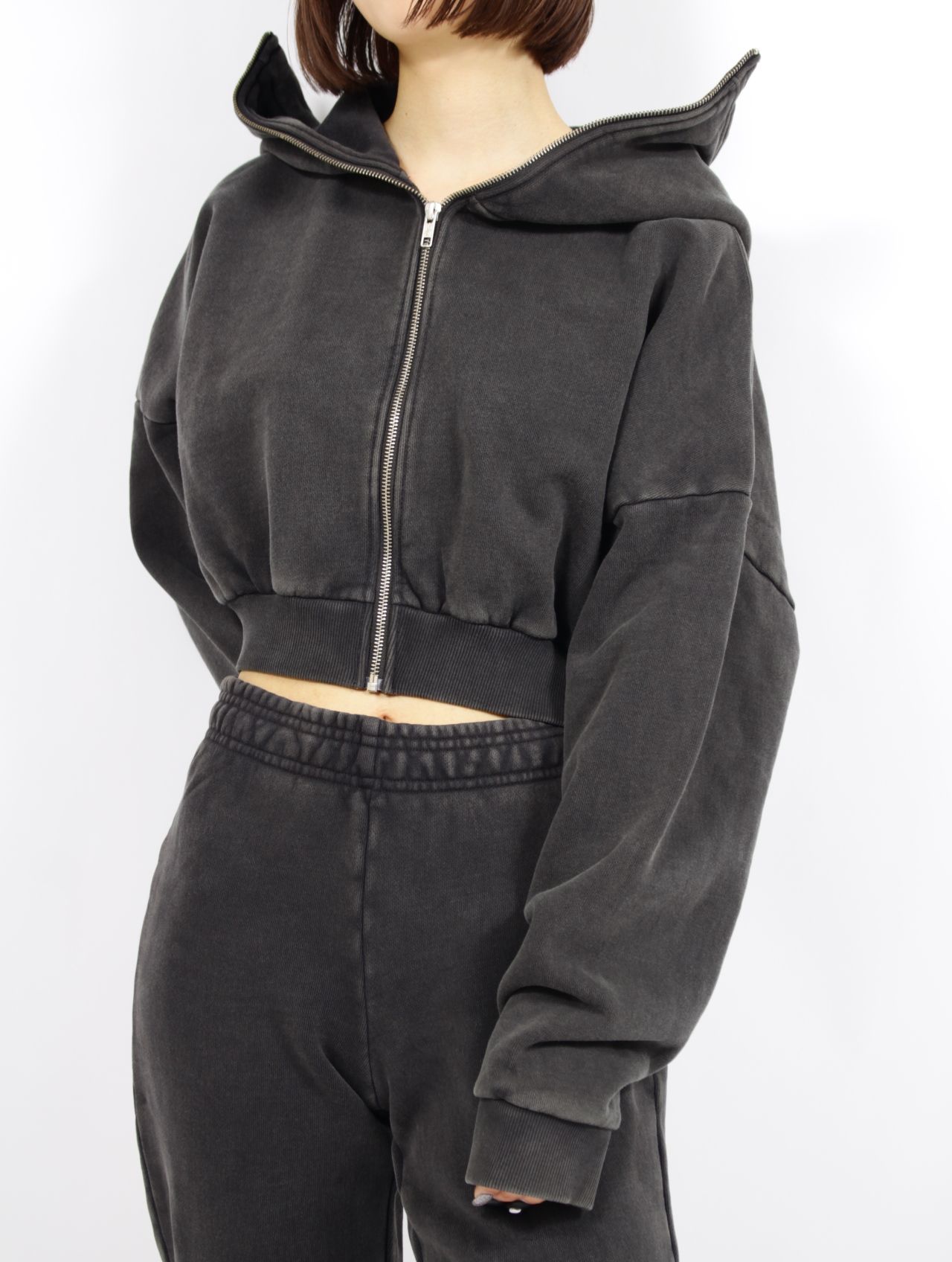 entire studios - クロップド フルジップ フーディー パーカー