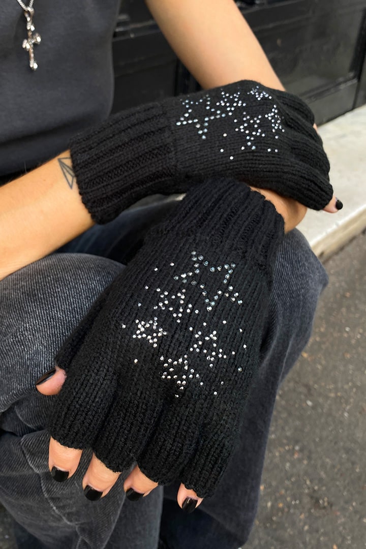 Rhinestone star fingerless gloves | Collection 2023 | Subdued