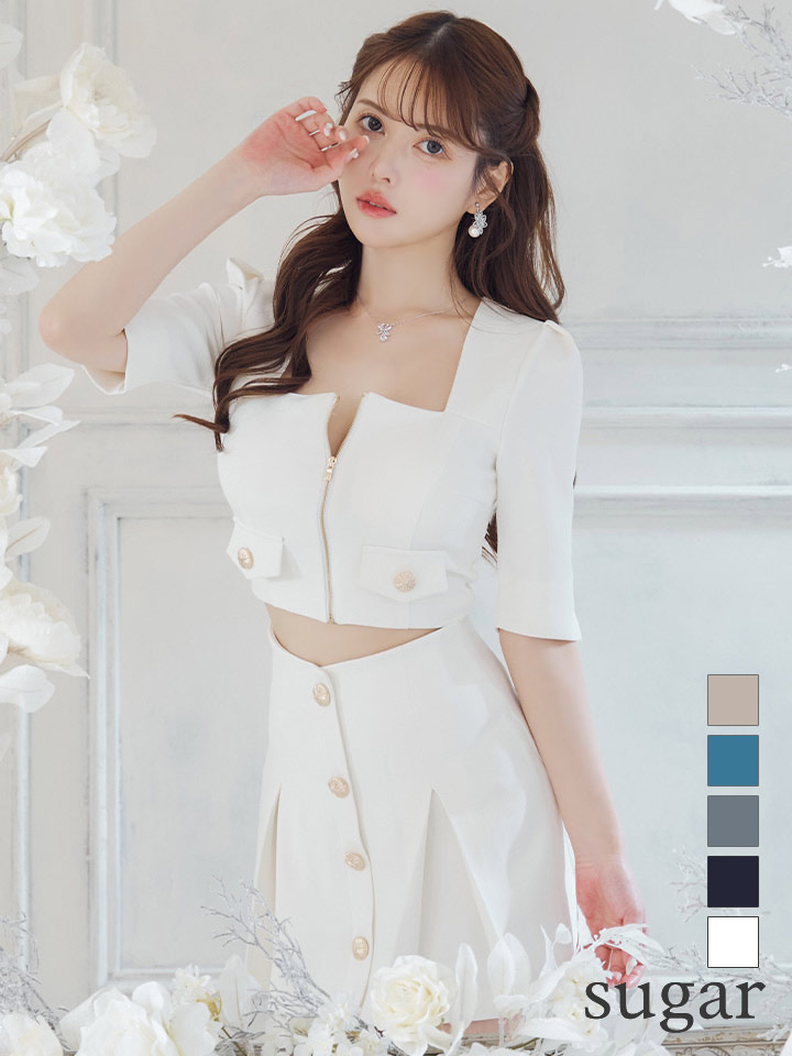 ANDY/アンディ】フロントジップ/ 半袖/ 袖あり/ スクエアネック