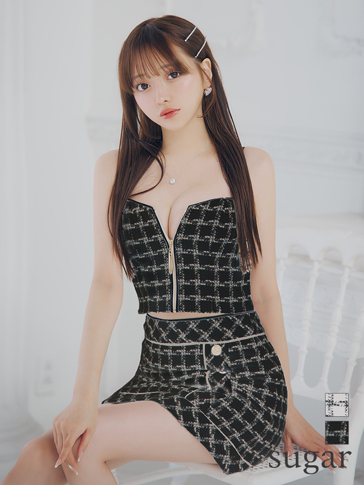 XSサイズあり【Glossy/グロッシー】チェックツイード/ パイピング