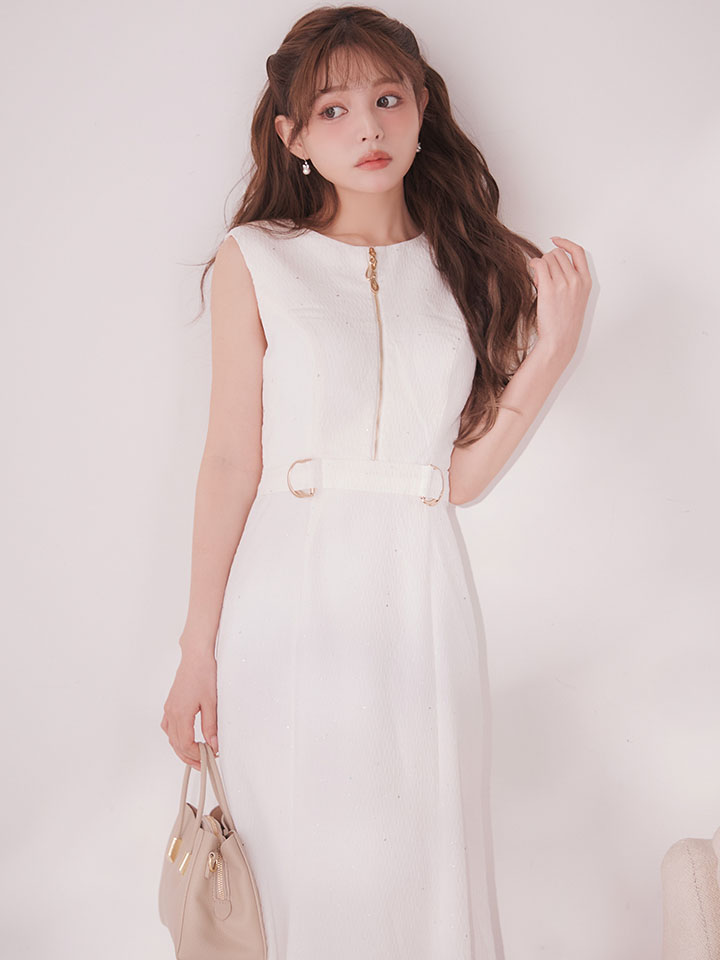 ラメジップアップマーメイドミディアムドレス【XS-Lサイズ/1カラー