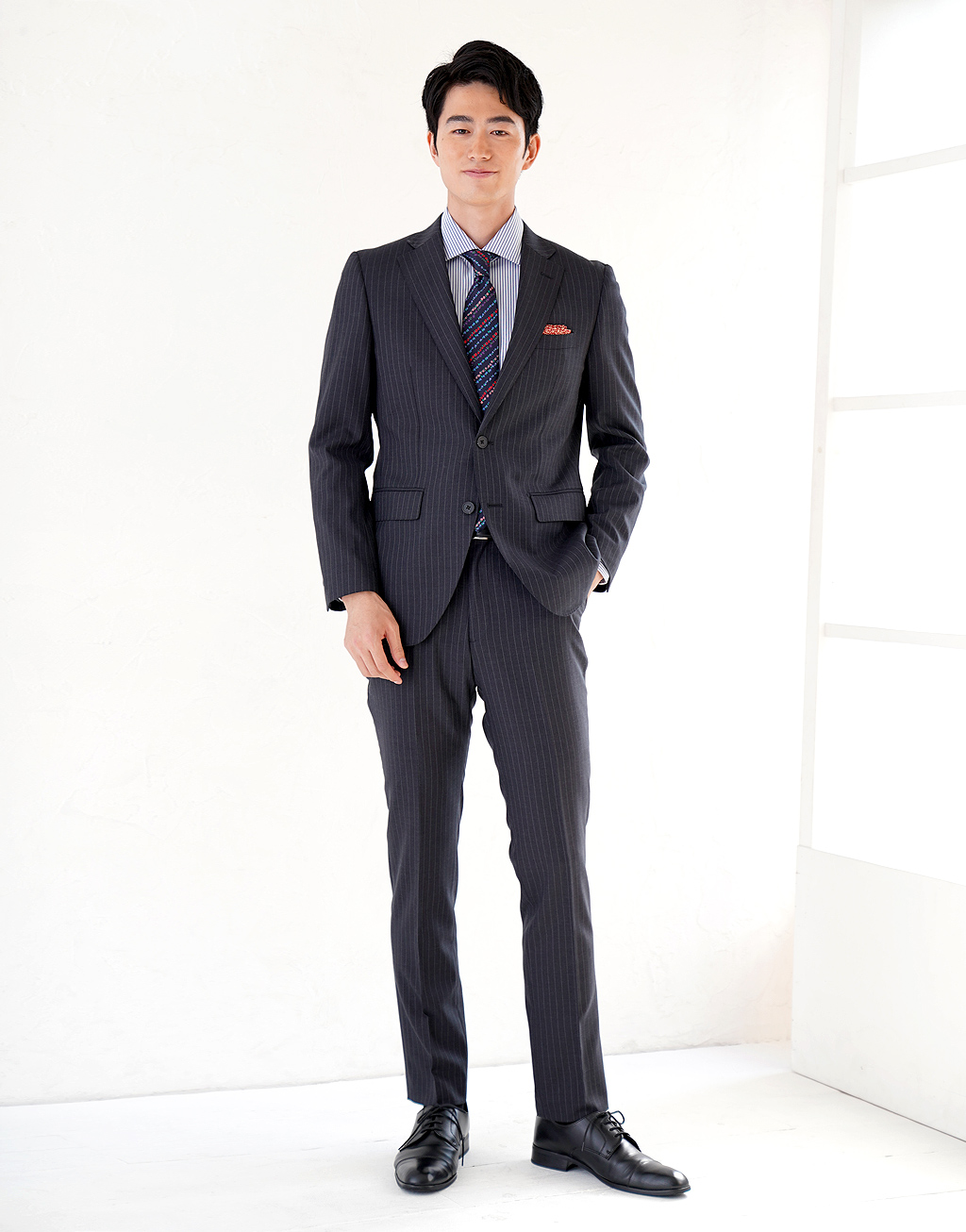 SB54GS ダークグレー・ピンストライプ サブスク【スーツチェンジ