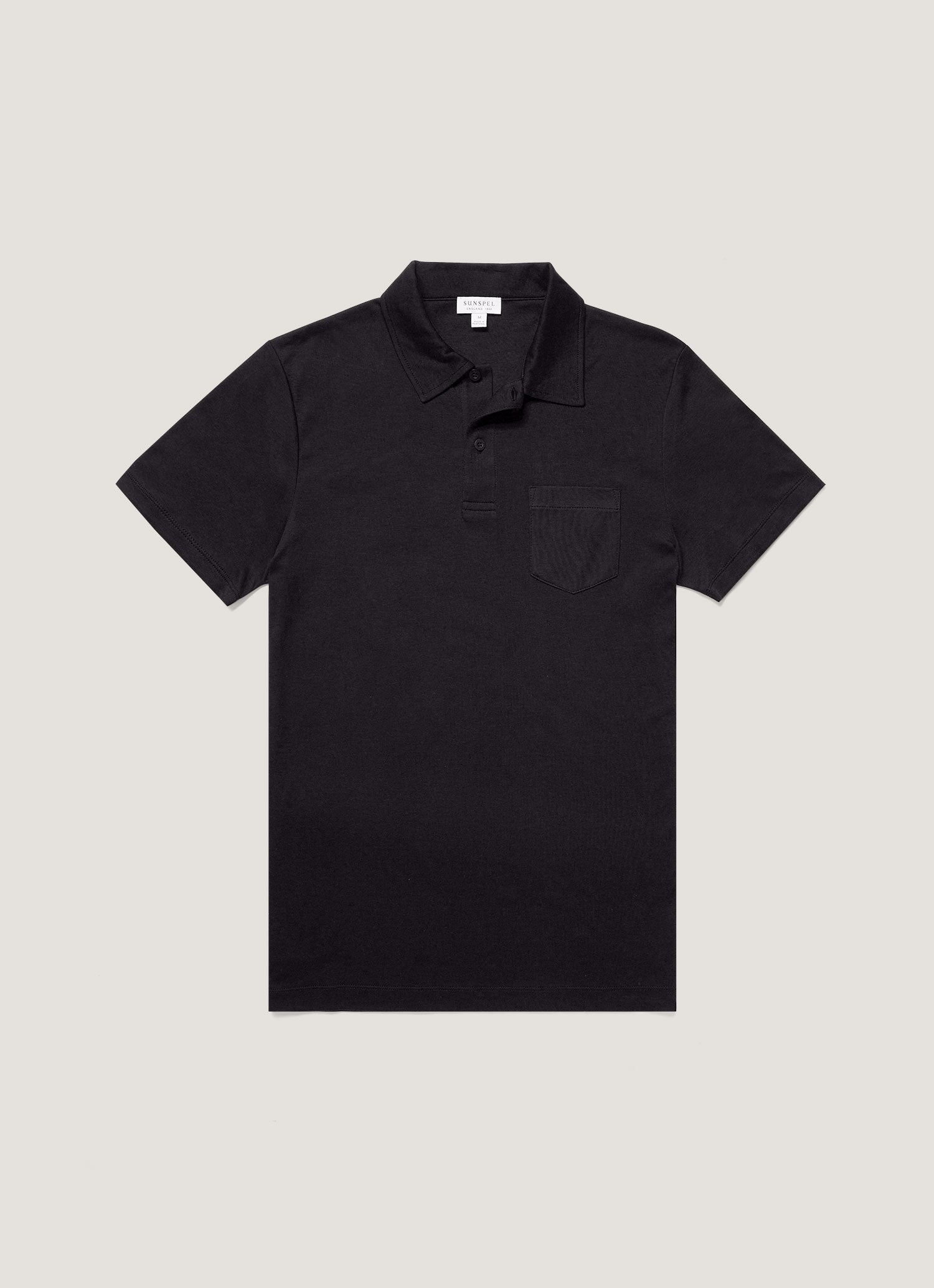 シーアイランドコットン ジャージーポロシャツ （Black）| Sunspel