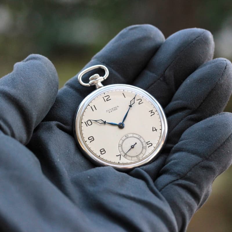 ジュベニア（JUVENIA）/プラチナ/18石/オーバーホール済/手巻き式懐中