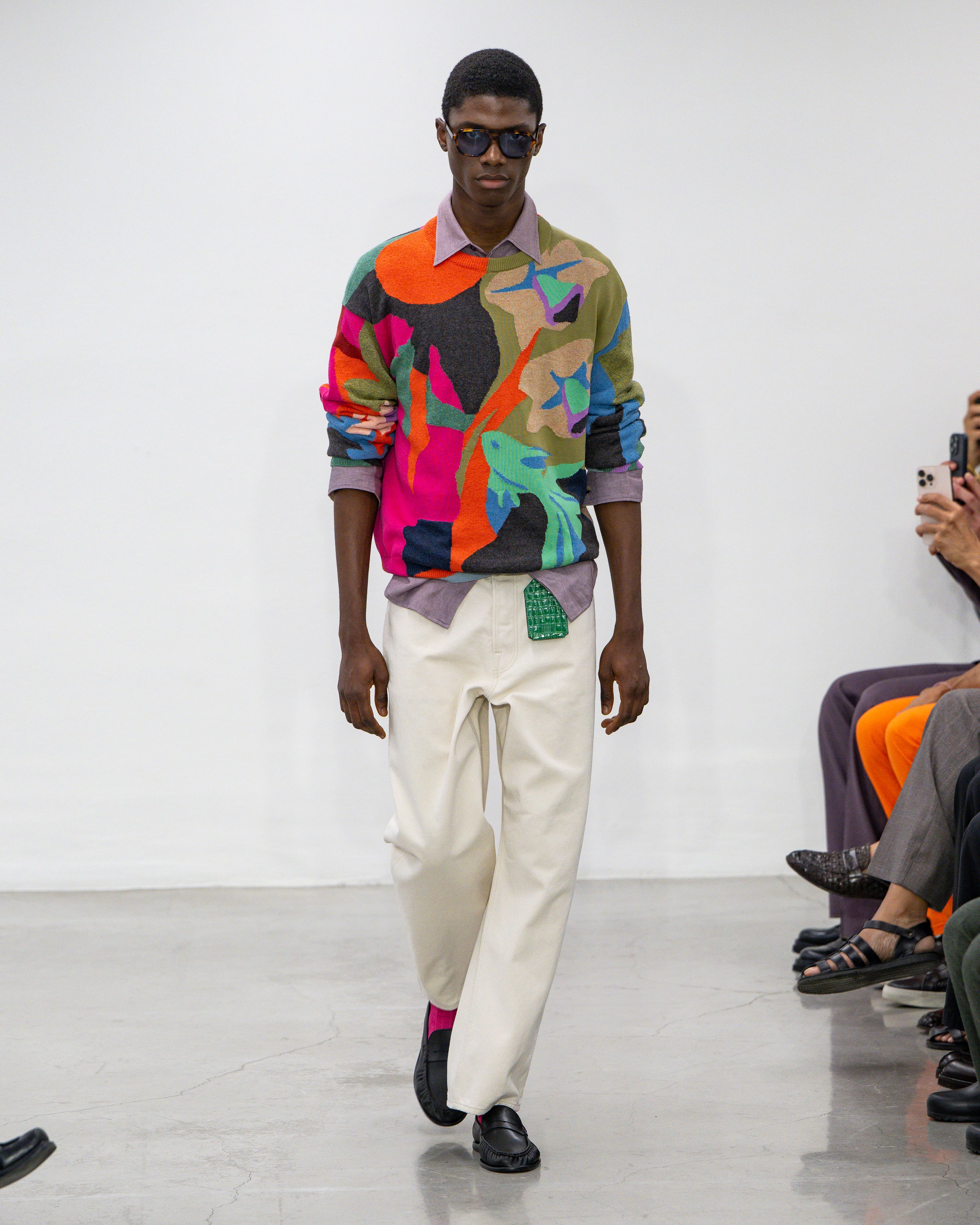 ライトメランジ ワンタック テーパード トラウザーズ（グレー