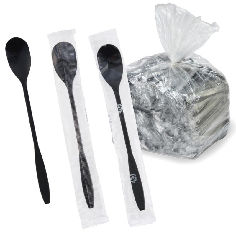 使い捨てスプーン フクロイリパフェスプーン160 ブラック 500本