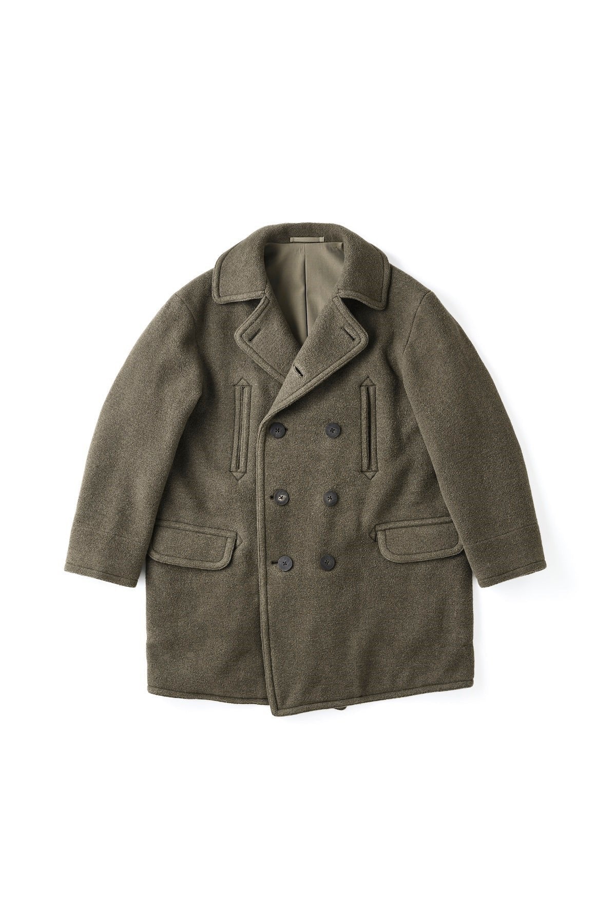 ○OLD JOE - DOUBLE-BREASTED MARINE COAT - OLIVE STONE – PHAETON