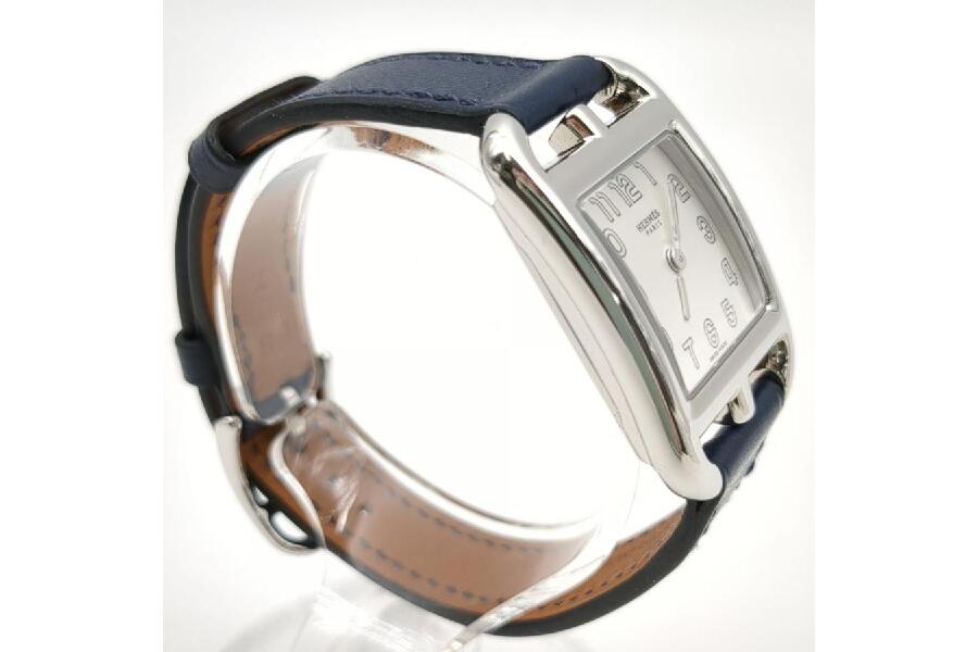 HERMES CC1.210a ケープコッド レザーベルト スクエア クォーツ 腕時計