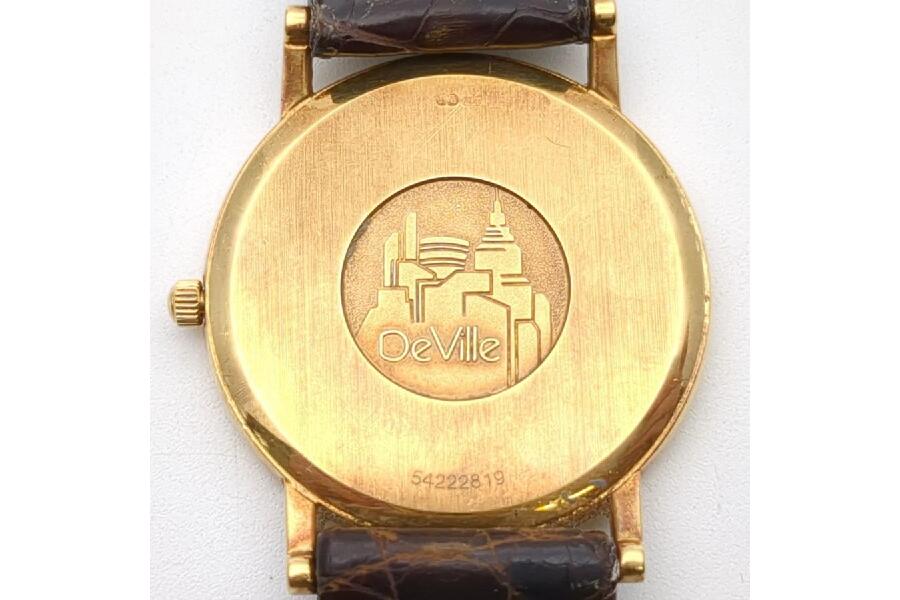 オメガ デビル 金無垢 クォーツ デイト メンズ 腕時計 アンティーク