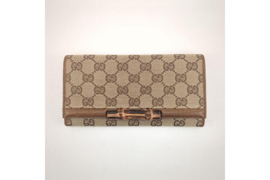 グッチ GUCCI 長財布 GG柄 112520・2149 GGキャンバス×バンブー