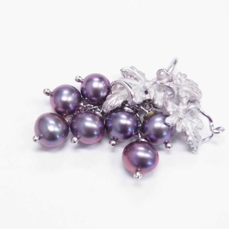 ブドウモチーフ パールペンダント シルバー製 オレンジ グレー 限定品