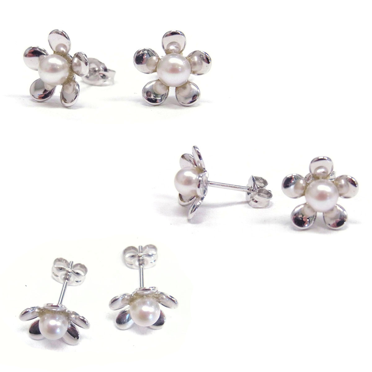 パールピアス 花 ピアス アコヤ本真珠 ベビーパール シルバー ピンク