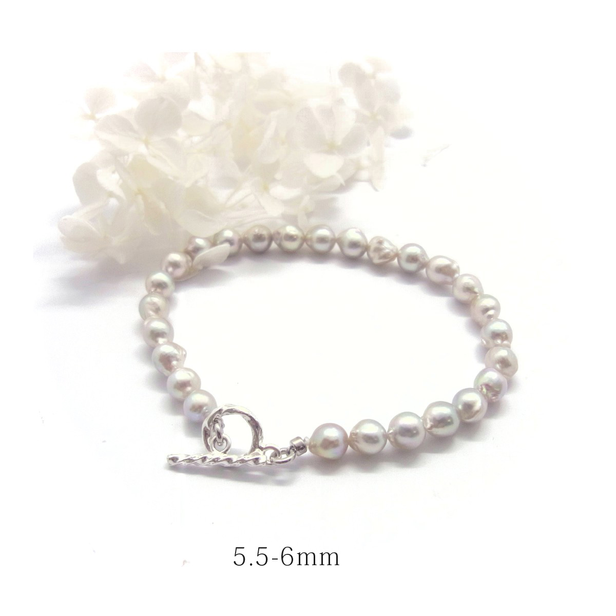 ベビーパールブレスレット ナチュラルカラー グレー バロック真珠