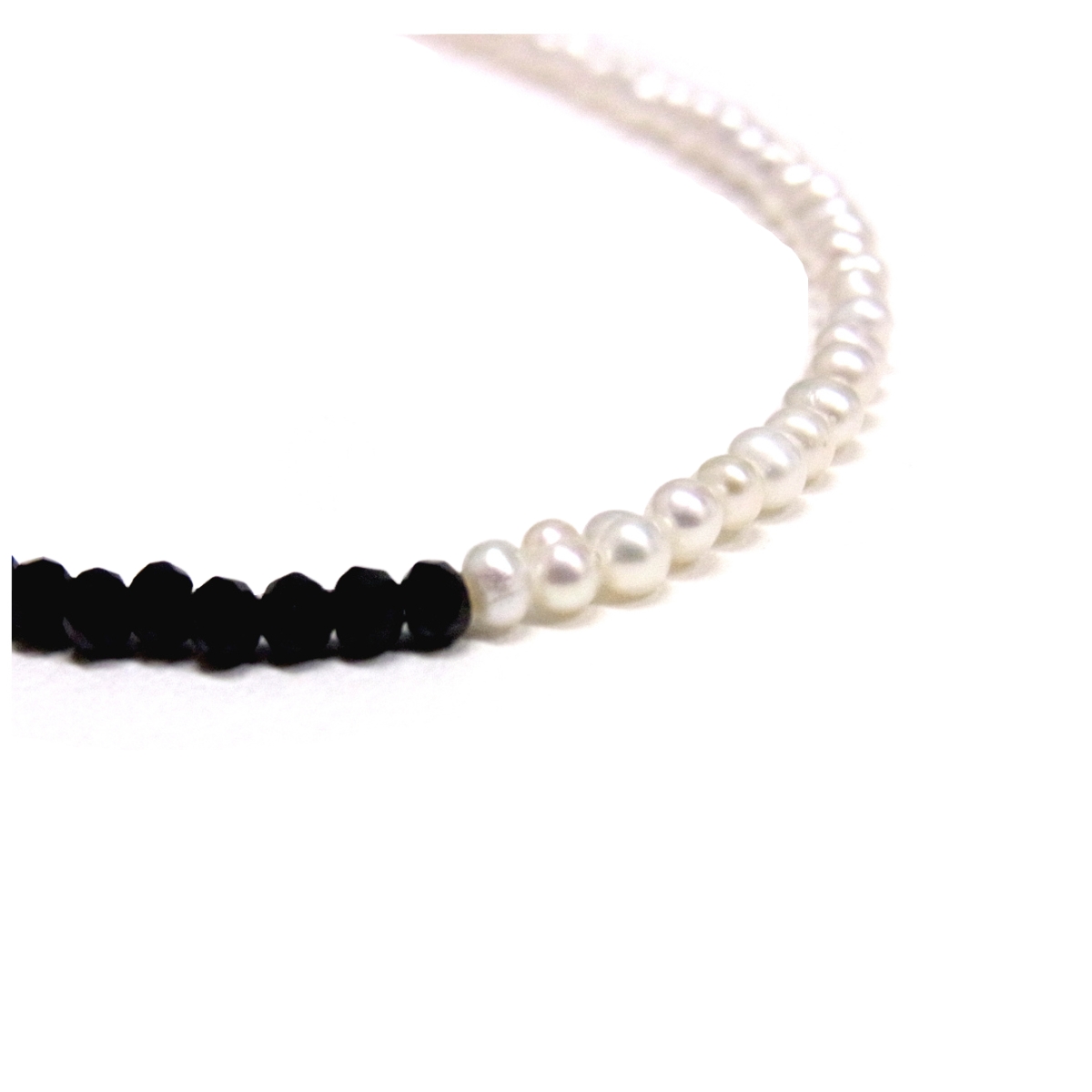 淡水真珠 ベビーパールネックレス ブラックスピネル 2.5-3mm 45cm SV