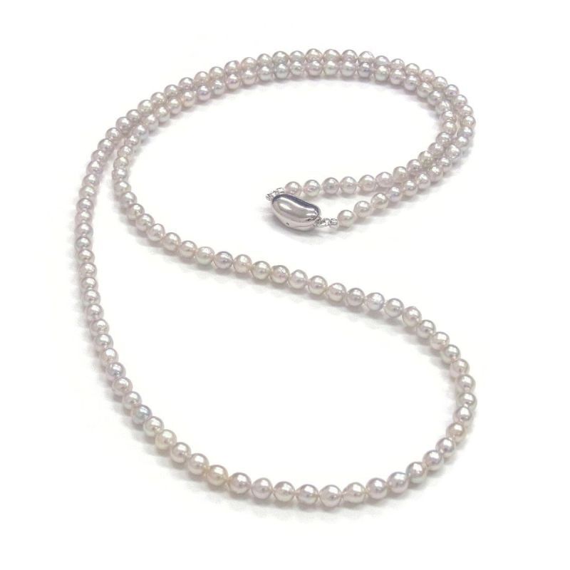 アコヤ真珠 ベビーパールロングネックレス ナチュラルグレー バロック