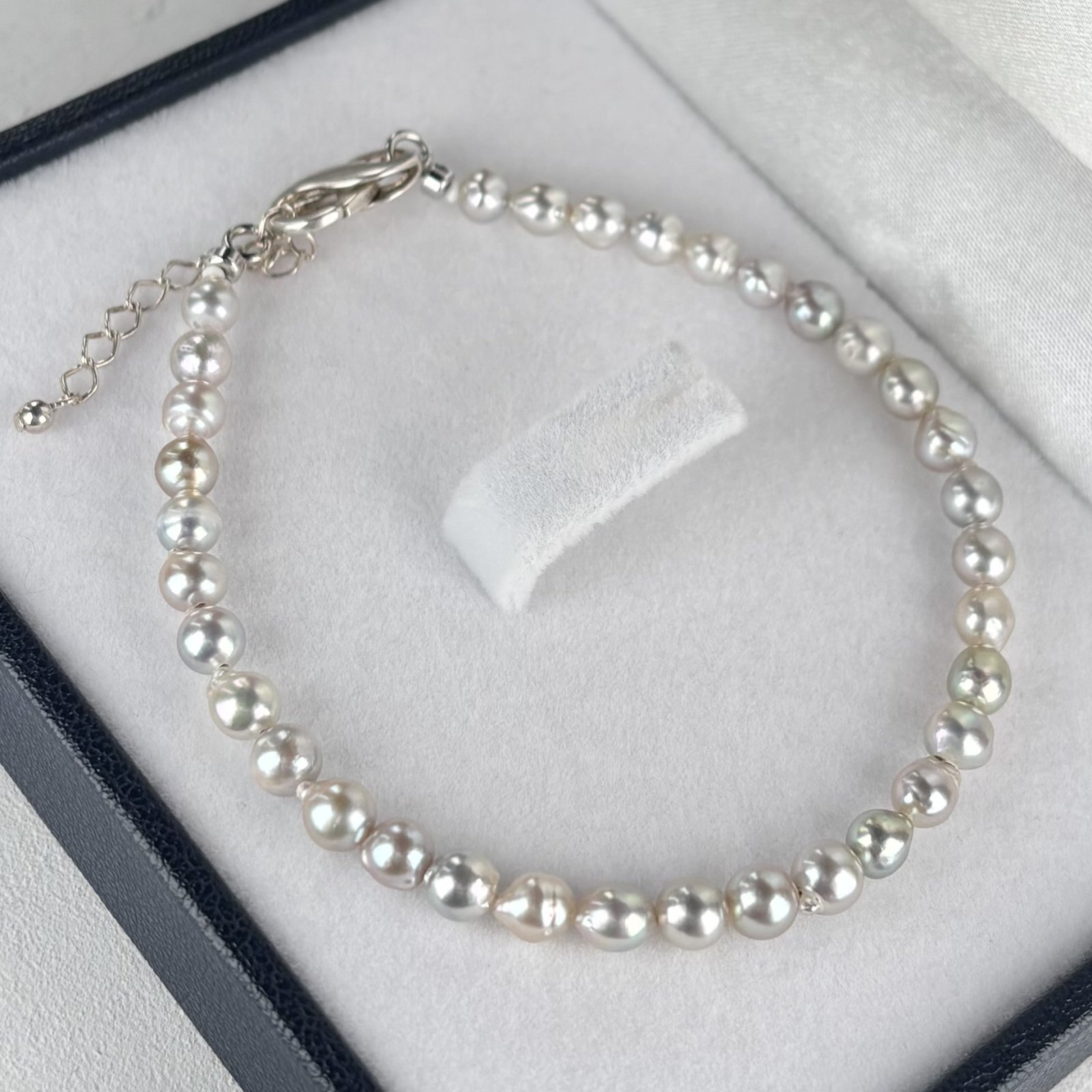 アコヤ真珠 パールブレスレット バロック 4.5-5mm ナチュラルグレー 無