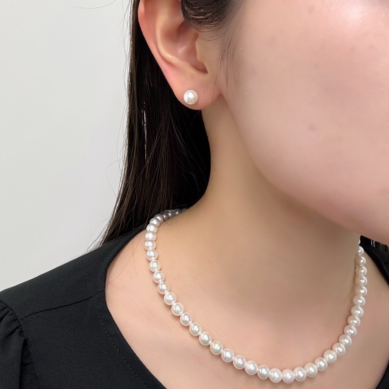 アコヤ真珠 パールピアス イヤリング 7-7.5mm ホワイト ラウンド