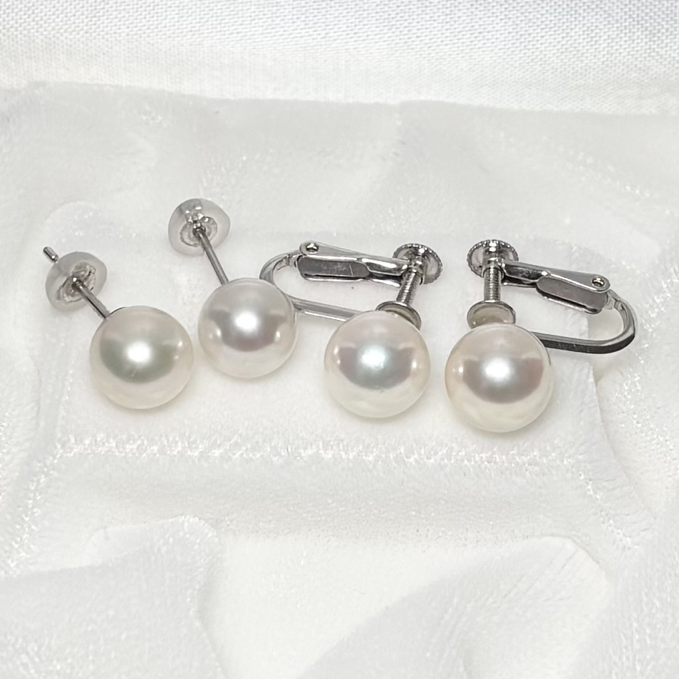 あこや本真珠 ネックレスセット イヤリング ピアス 7-7.5mm ホワイト