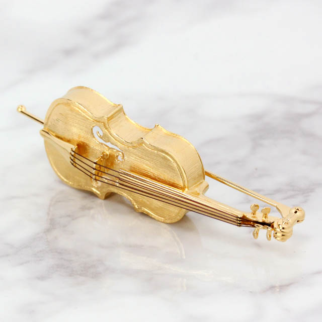 SV925 シルバー ブローチ 《チェロ》 k24メッキ仕上 音楽雑貨