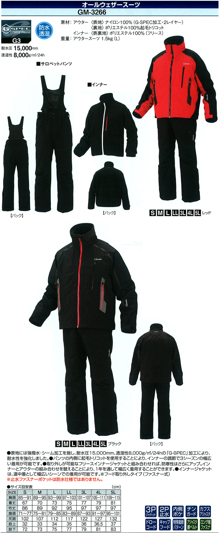 防寒・防水ウェア/防寒スーツ/【送料無料】オールウェザースーツ GM-3266