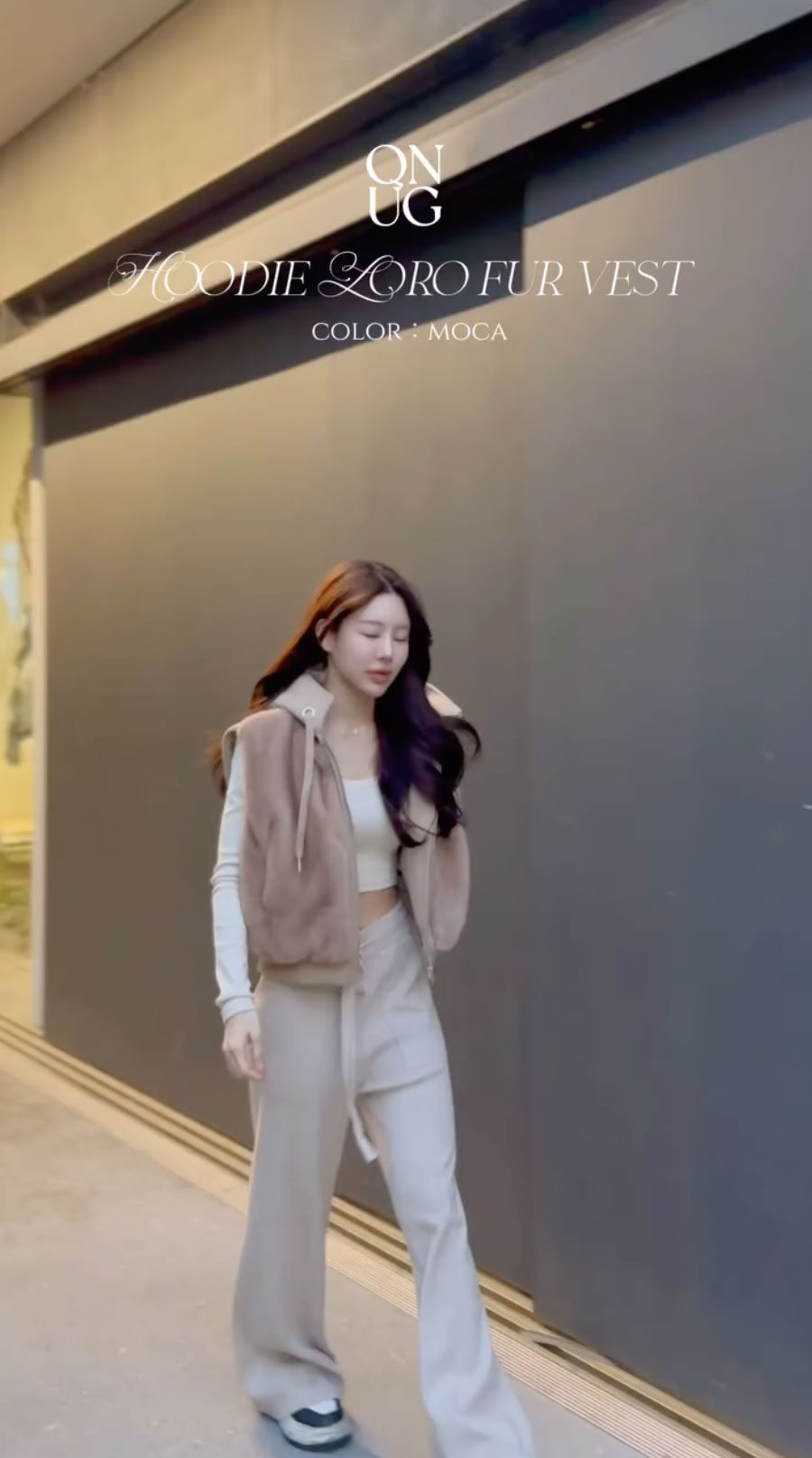 クン フーディーLoroファーベスト カラー:モカ、アイボリー