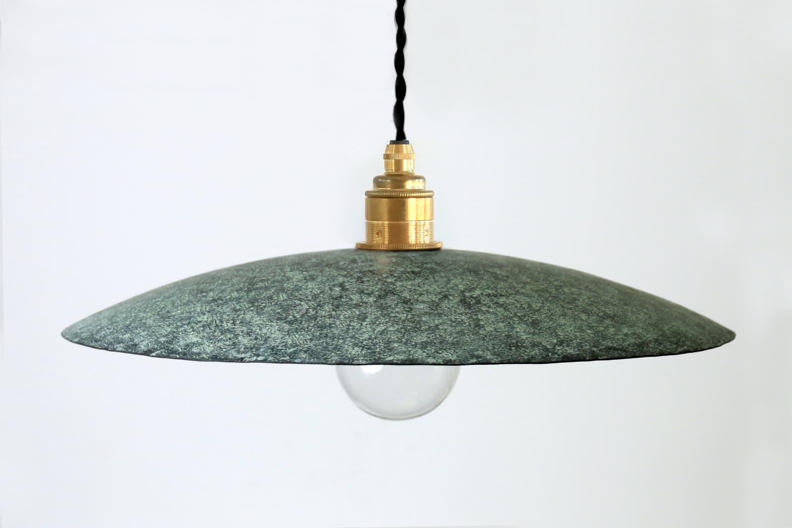 鎚目模様のシェードランプ E26 お皿型 緑青 | LT-PD010-09-G148