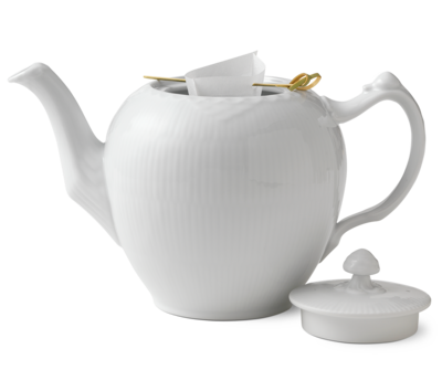 ホワイトフルーテッド ハーフレース ティーポット 1000ml|ロイヤル