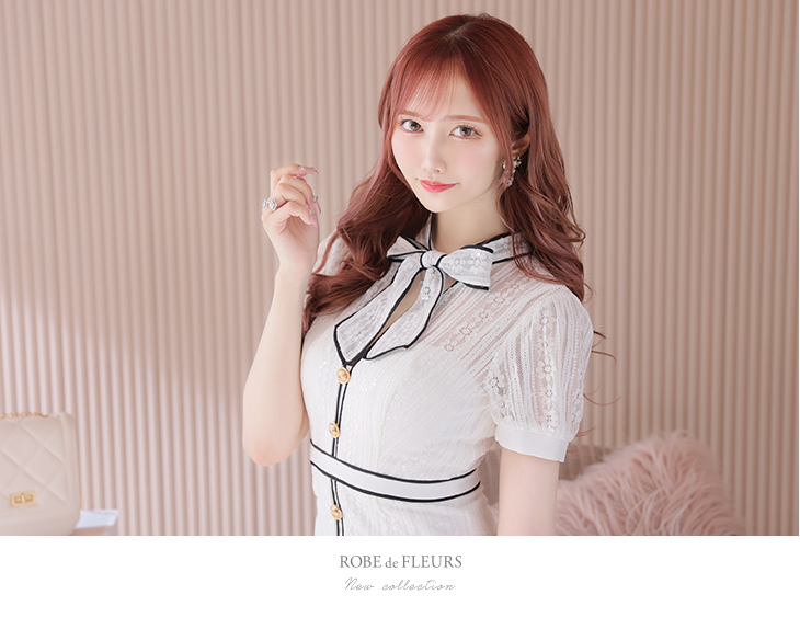 XS～Lサイズあり】リボン×レースミニキャバドレス(fm2944)