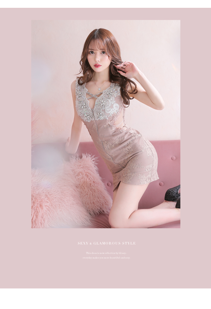 XS~Lサイズあり】フロントジッパー×バストクロスタイトミニキャバ