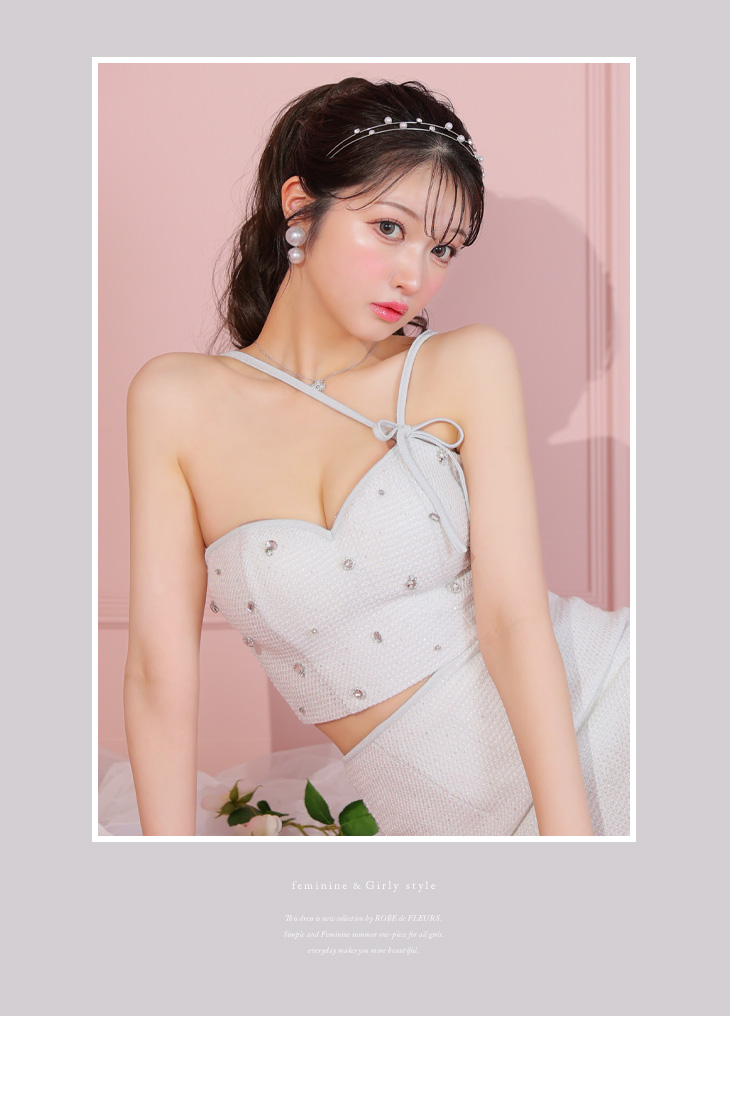 XSサイズあり】サイドポイントリボンビジューセットアップミニキャバ