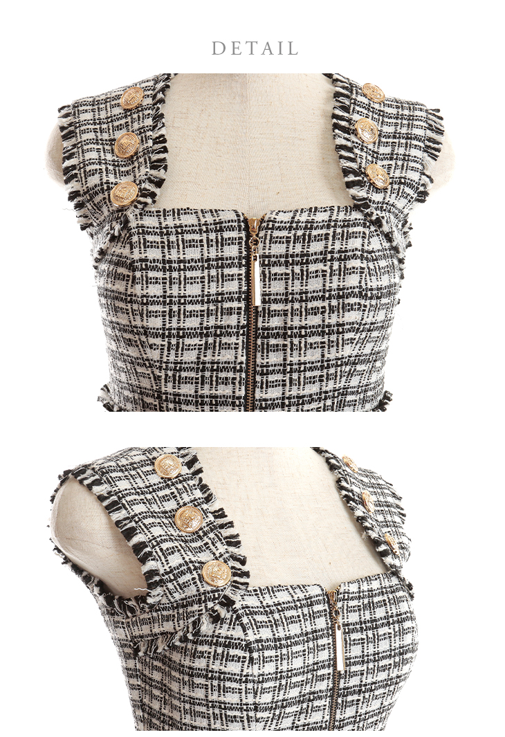 XS~Lサイズあり】ゴールドボタンxスプリングツイードロングキャバ